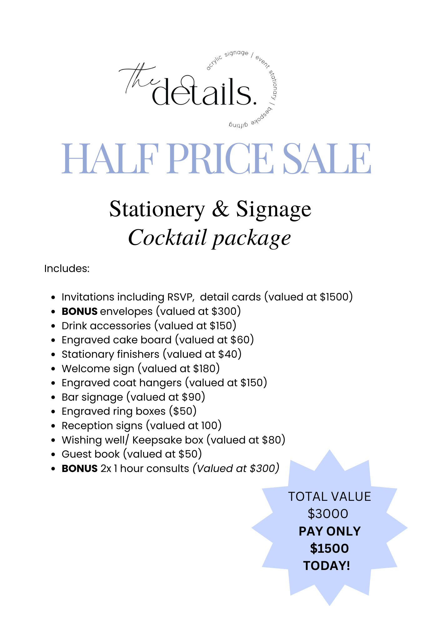 Cocktail package HALF PRICE SALE