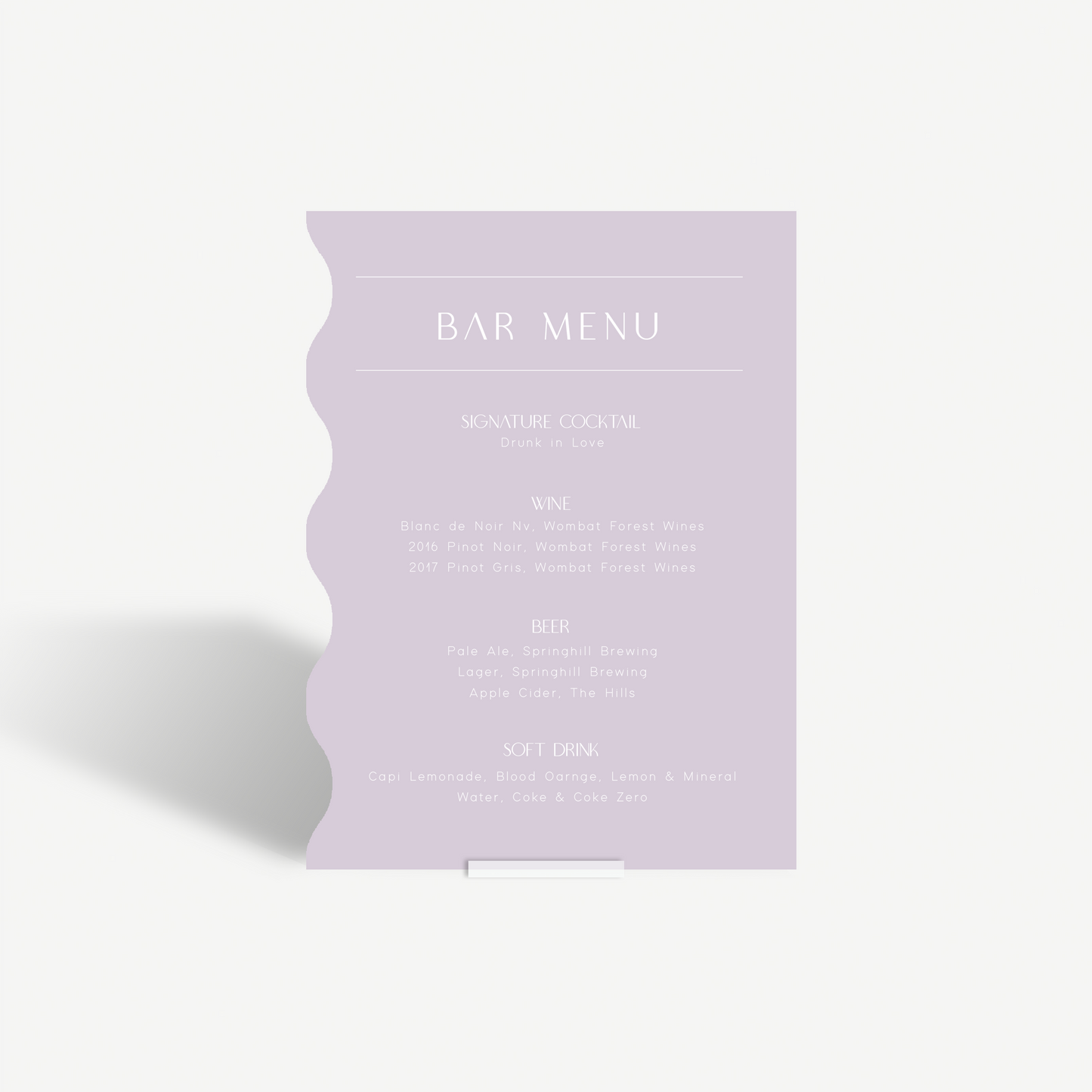 Zara | Bar Menu
