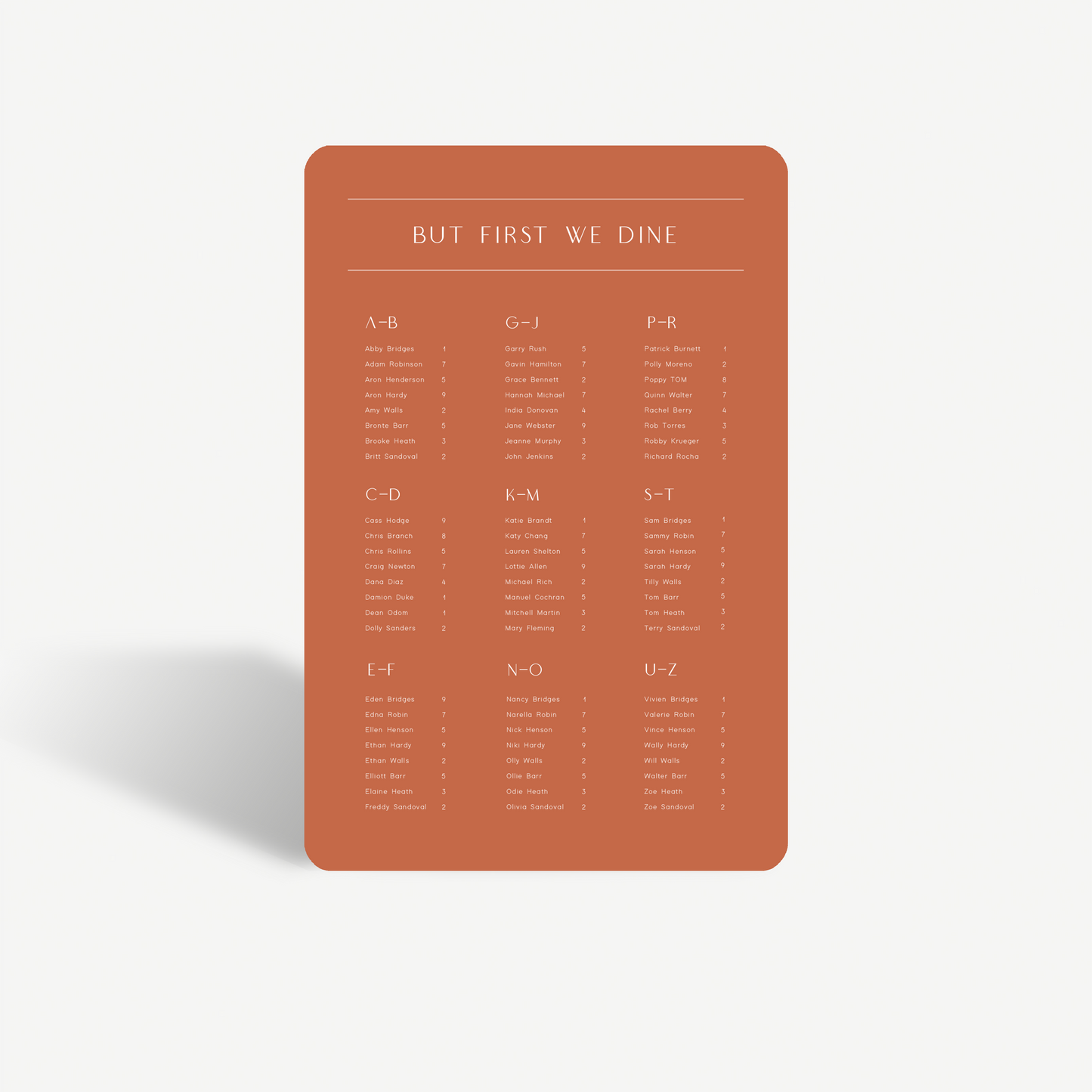 Zara | Seating Chart
