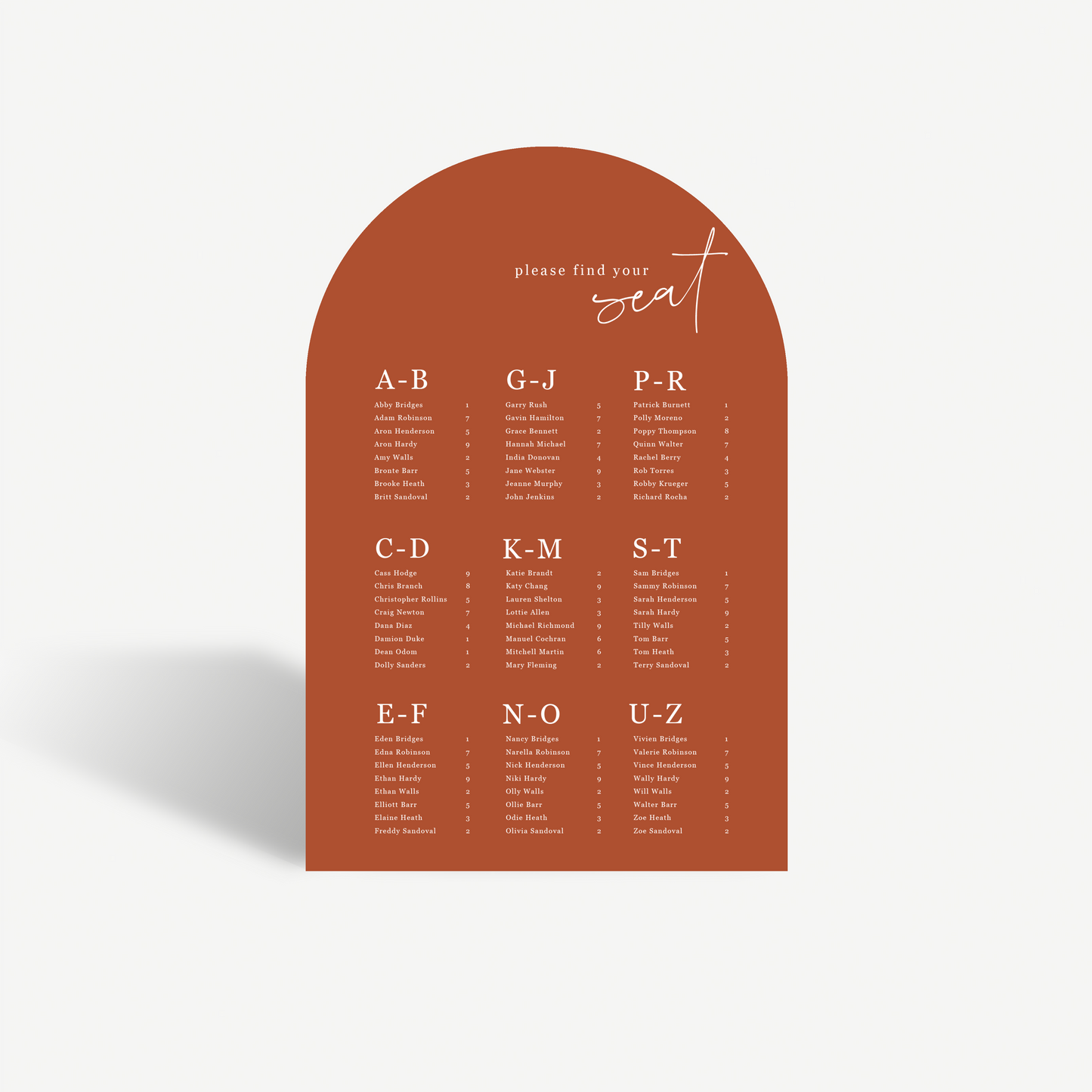 Sadie | Seating Chart