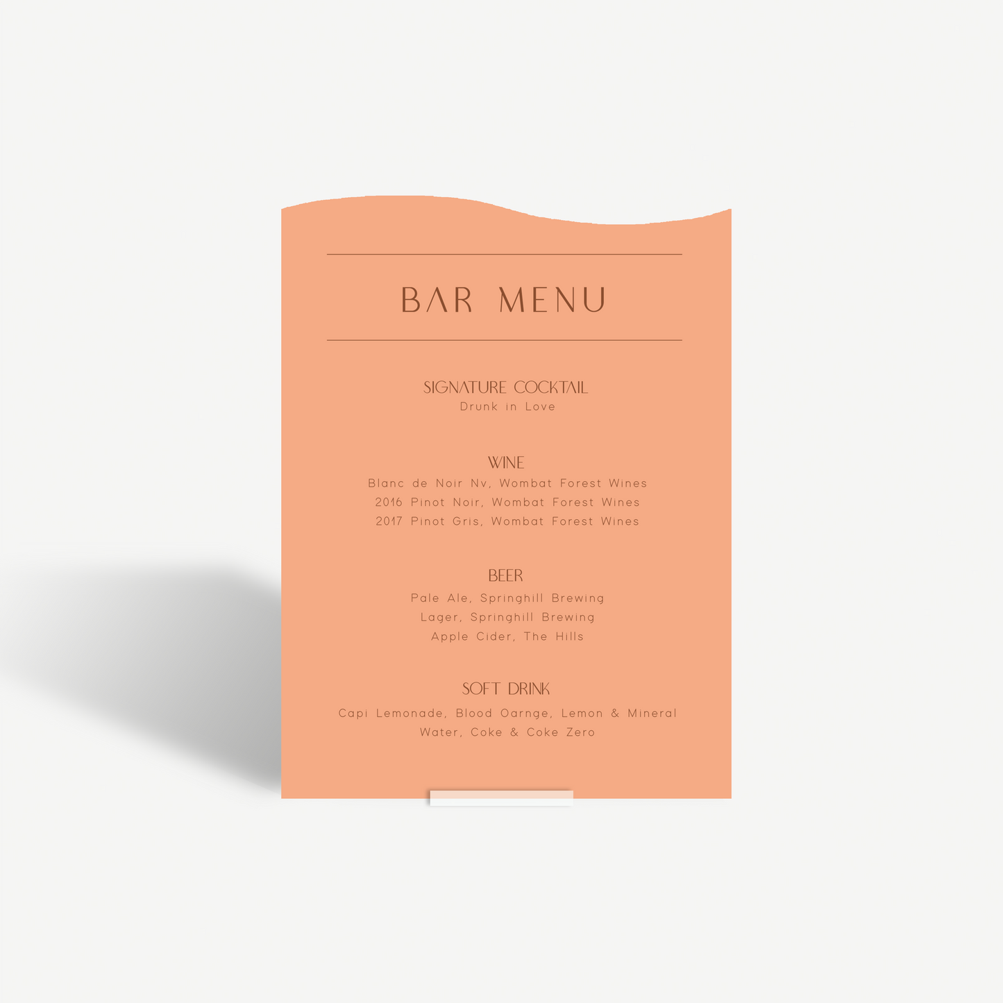 Zara | Bar Menu