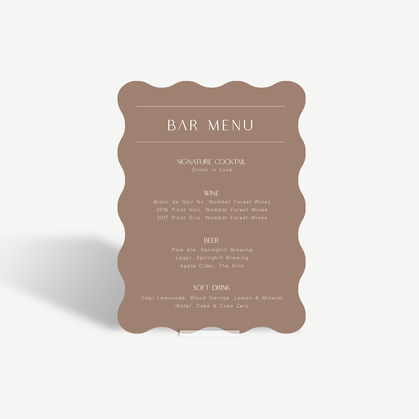 Zara | Bar Menu