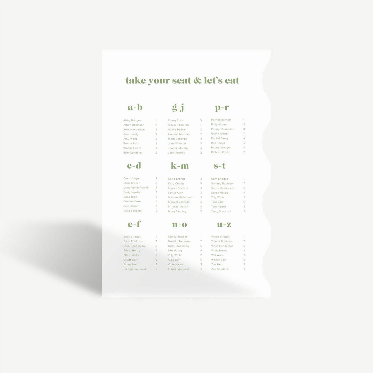 Daisy | Seating Chart